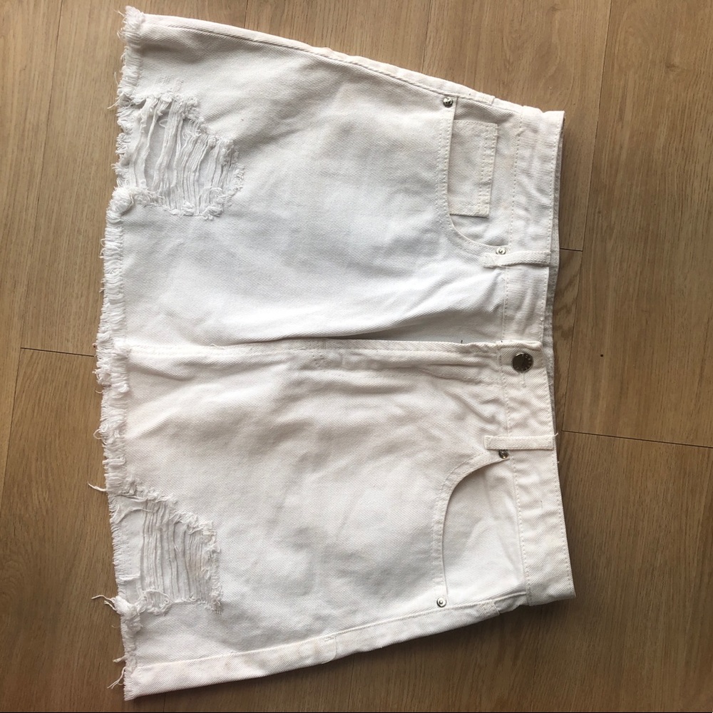 White Denim Mini Skirt